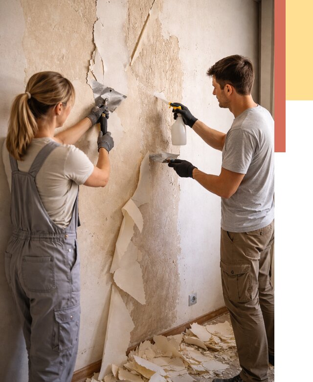 Снятие старых обоев в Искитиме от 5351 руб. под ключ недорого | ОТДЕЛОЧНИК-Скм