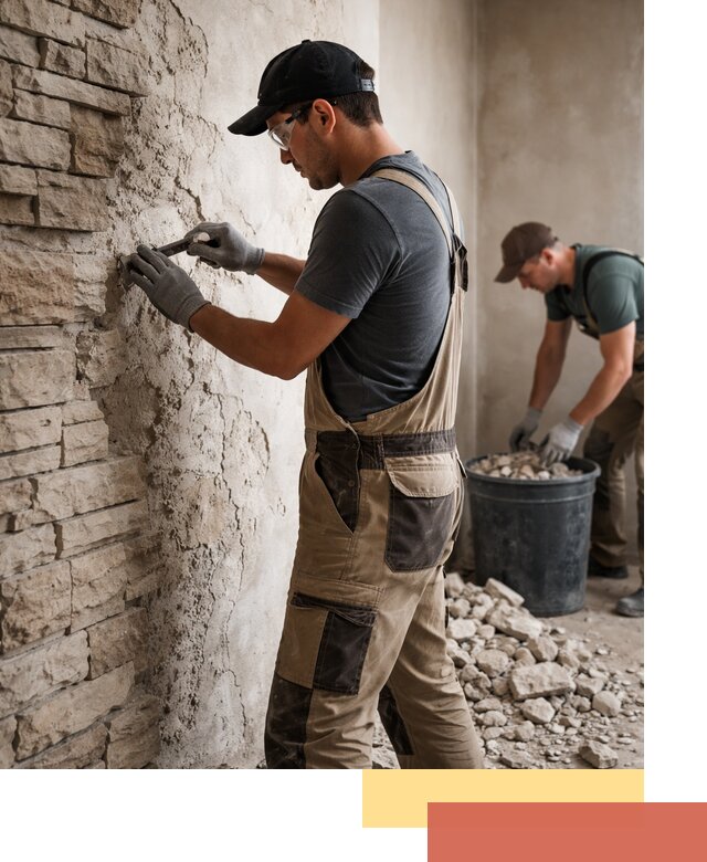 Демонтаж декоративного камня в Искитиме профессионально и безопасно