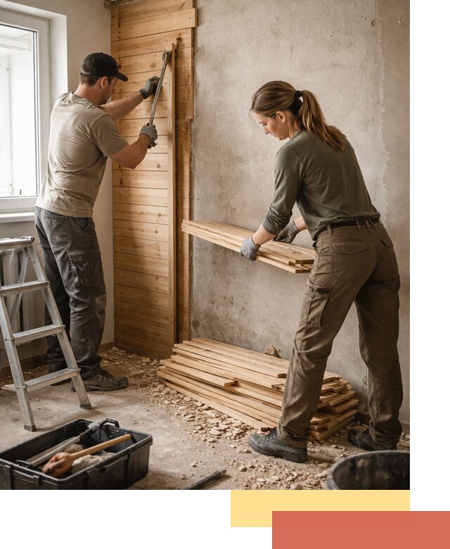 Демонтаж вагонки со стен в Искитиме — профессиональный демонтаж