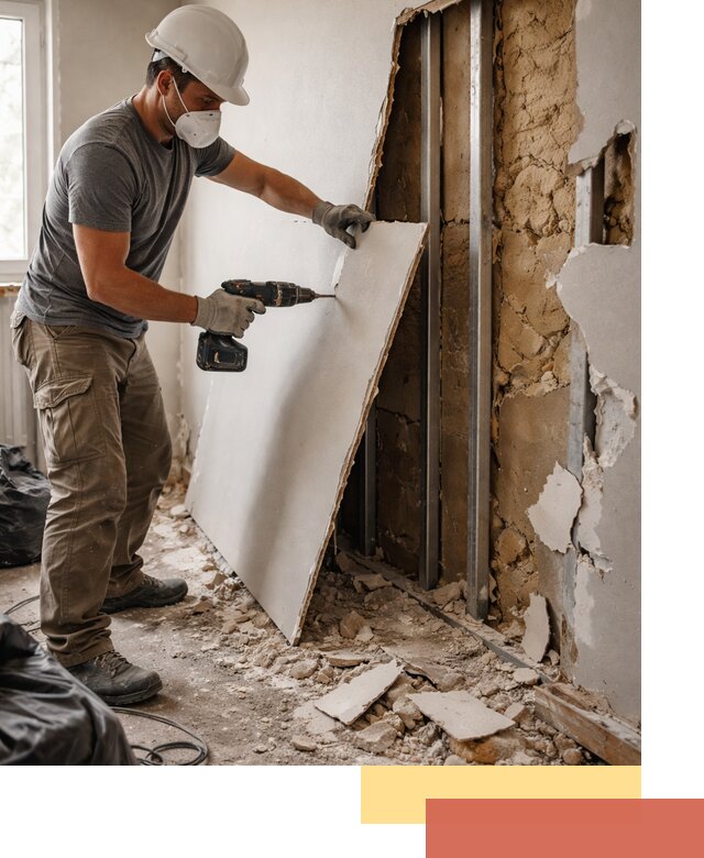 Демонтаж гипсокартона со стен в Искитиме качественно и быстро