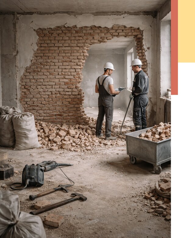 Демонтаж кирпичных стен в Искитиме от 4281 руб. — быстро, недорого, под ключ | ОТДЕЛОЧНИК-Скм