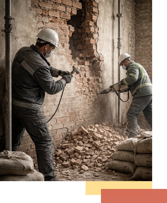 Демонтаж кирпичных стен в Искитиме быстро и безопасно