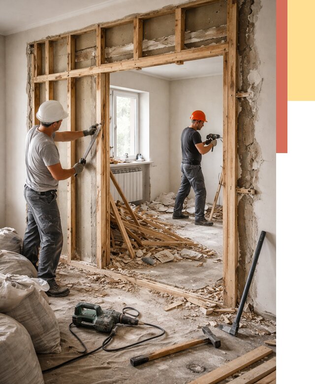 Демонтаж деревянных перегородок в Искитиме от 3261 руб. — быстро и недорого | ОТДЕЛОЧНИК-Скм