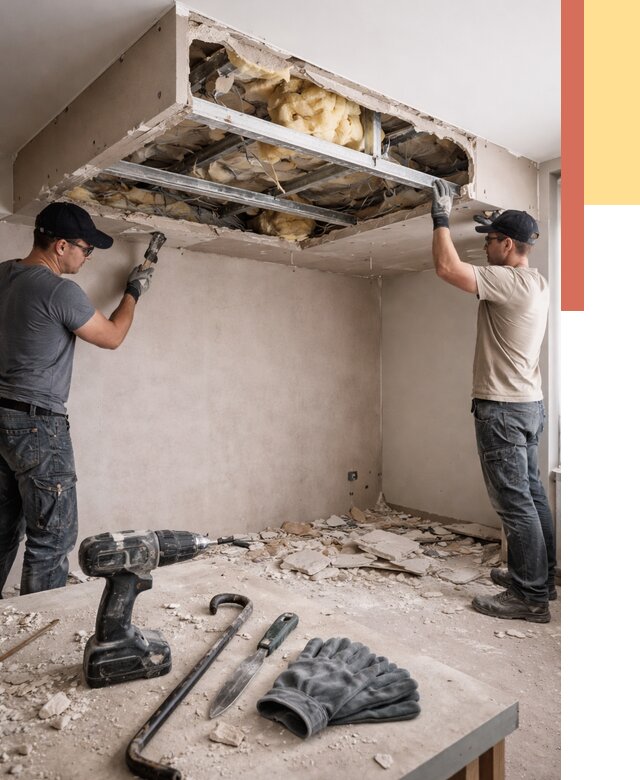 Демонтаж короба из гипсокартона в Искитиме от 1549 руб. — быстро и недорого | ОТДЕЛОЧНИК-Скм