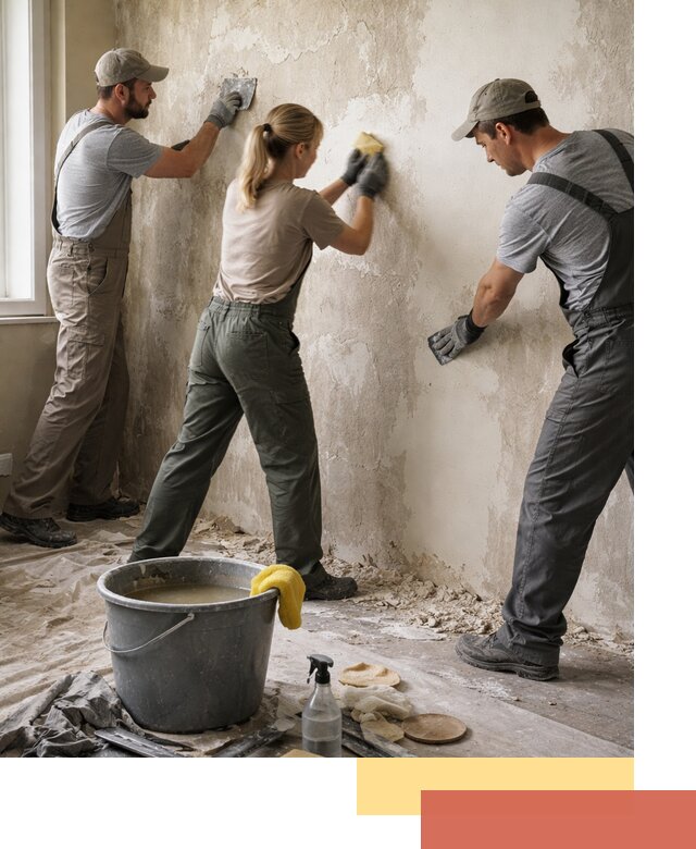 Очистка стен от клея и грунтовки в Искитиме качественно и быстро