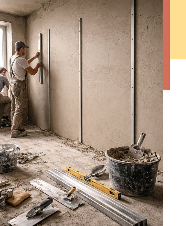 Штукатурка стен по маякам в Искитиме от 5606 руб./м² — выравнивание под ключ | ОТДЕЛОЧНИК-Скм