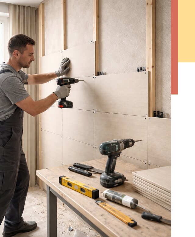 Монтаж МДФ панелей на стены в Искитиме от 1274 руб. под ключ | ОТДЕЛОЧНИК-Скм