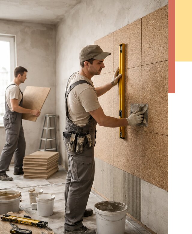 Монтаж пробковых панелей на стены в Искитиме от 3567 руб. — ОТДЕЛОЧНИК-Скм