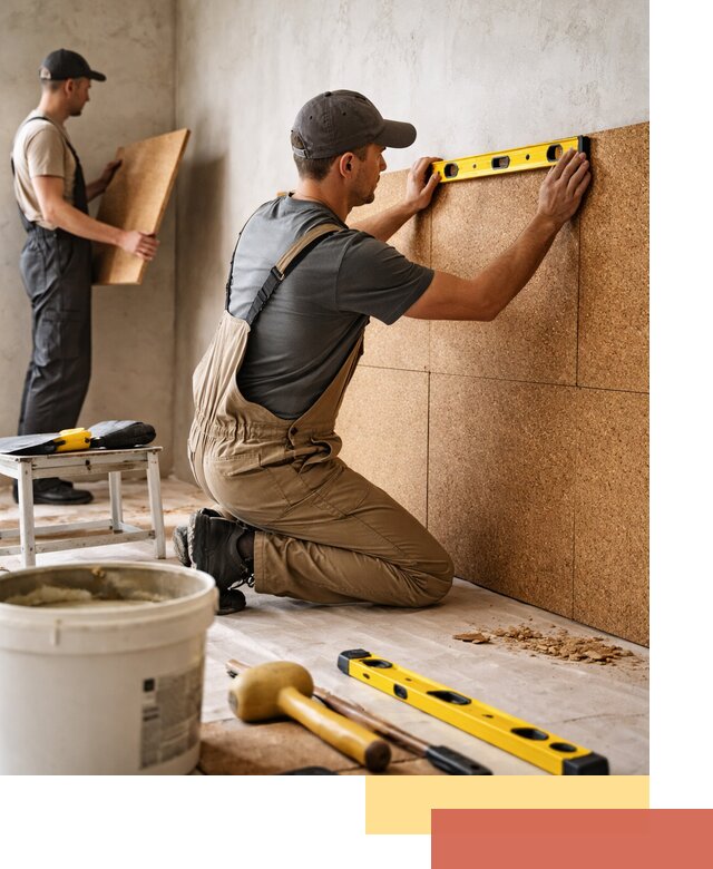 Монтаж пробковых панелей на стены в Искитиме быстро и качественно