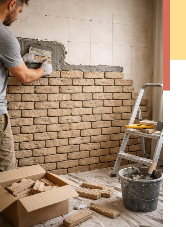 Монтаж декоративного кирпича в Искитиме от 3261 руб./м² — быстро и недорого | ОТДЕЛОЧНИК-Скм