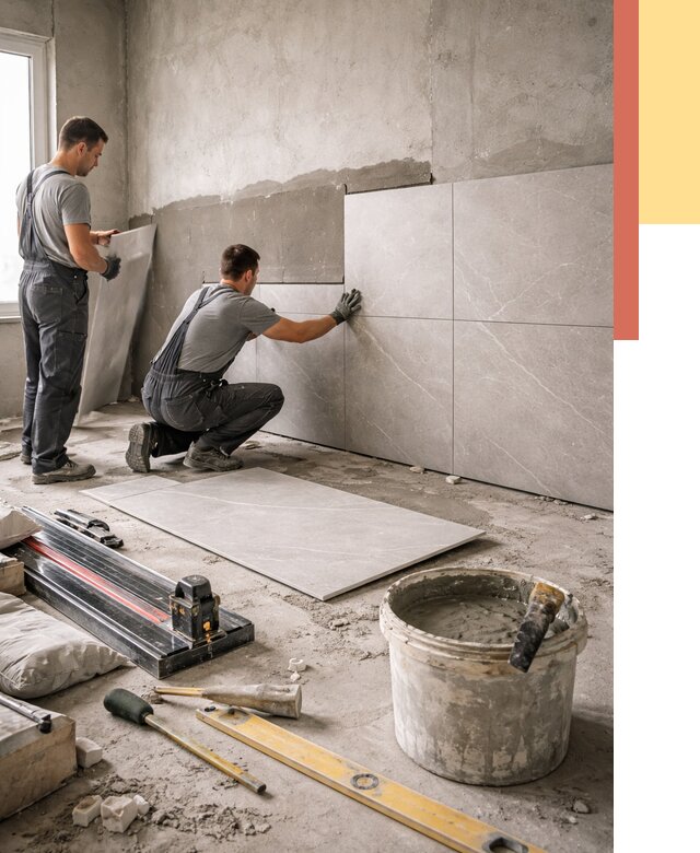 Облицовка стен керамогранитом в Искитиме от 4281 руб./м² — услуги под ключ | ОТДЕЛОЧНИК-Скм