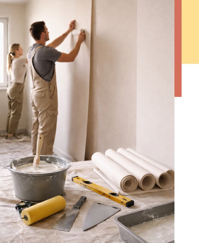 Поклейка бумажных обоев в Искитиме от 5606 руб./м2 — быстро и недорого | ОТДЕЛОЧНИК-Скм