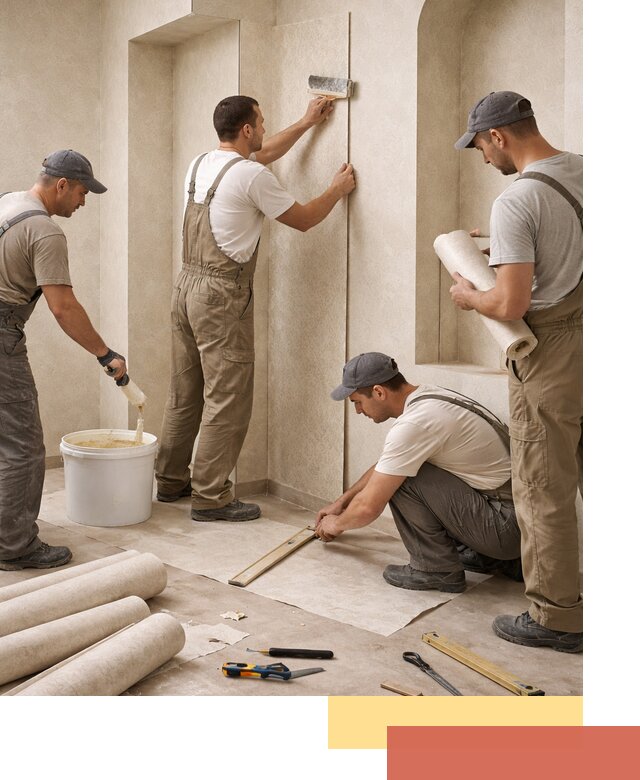 Поклейка обоев на сложные стены и неровные поверхности в Искитиме