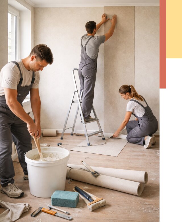 Оклейка стен обоями в Искитиме от 3567 руб/м2 — быстро и недорого | ОТДЕЛОЧНИК-Скм