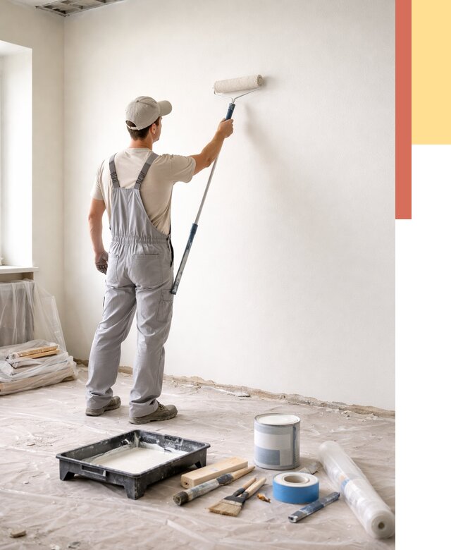 Покраска стен водоэмульсионной краской в Искитиме от 459 руб. за м² | ОТДЕЛОЧНИК-Скм