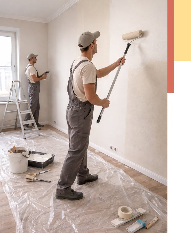 Покраска стен акриловой краской в Искитиме от 3567 руб./м² — быстро и недорого | ОТДЕЛОЧНИК-Скм