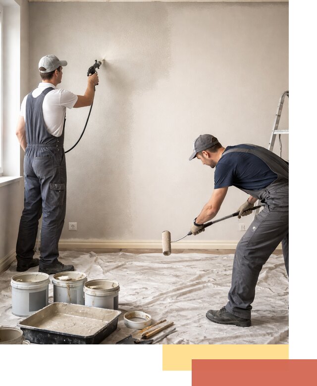 Покраска стен моющейся краской и защита поверхностей в Искитиме