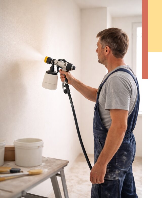 Покраска стен краскопультом в Искитиме от 7644 руб. — механизированная покраска | ОТДЕЛОЧНИК-Скм