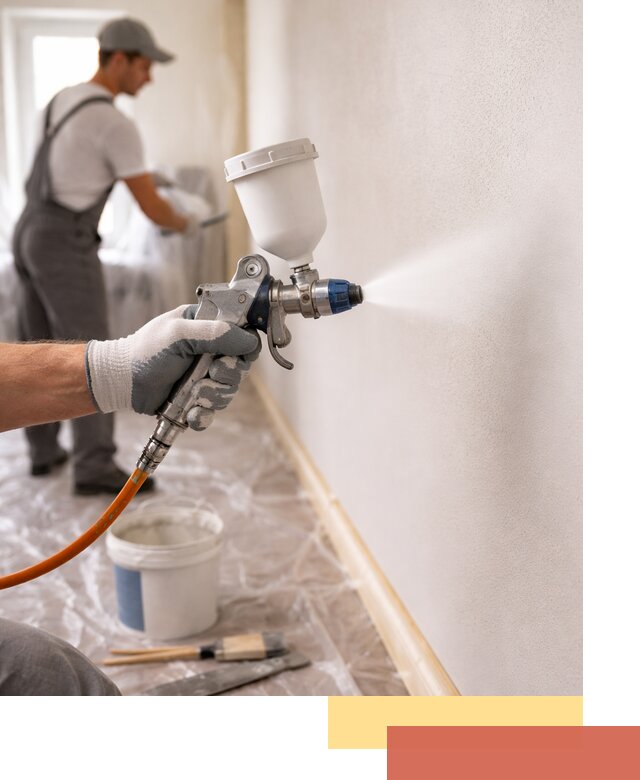 Покраска стен краскопультом в Искитиме быстро и качественно