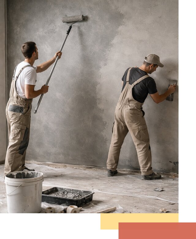 Покраска стен под бетон в Искитиме профессионально и недорого