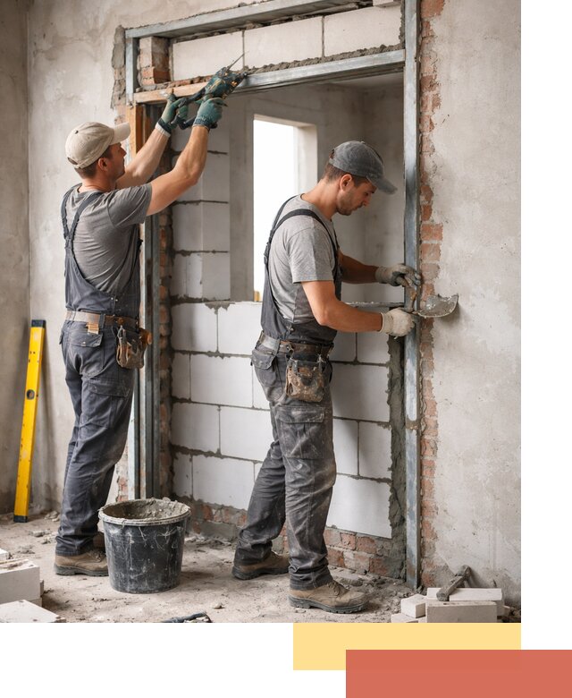 Закладка дверного проема под ключ в Искитиме: демонтаж, монтаж, отделка