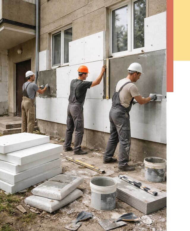 Утепление стен пенопластом в Искитиме от 1784 руб. — недорого и под ключ | ОТДЕЛОЧНИК-Скм