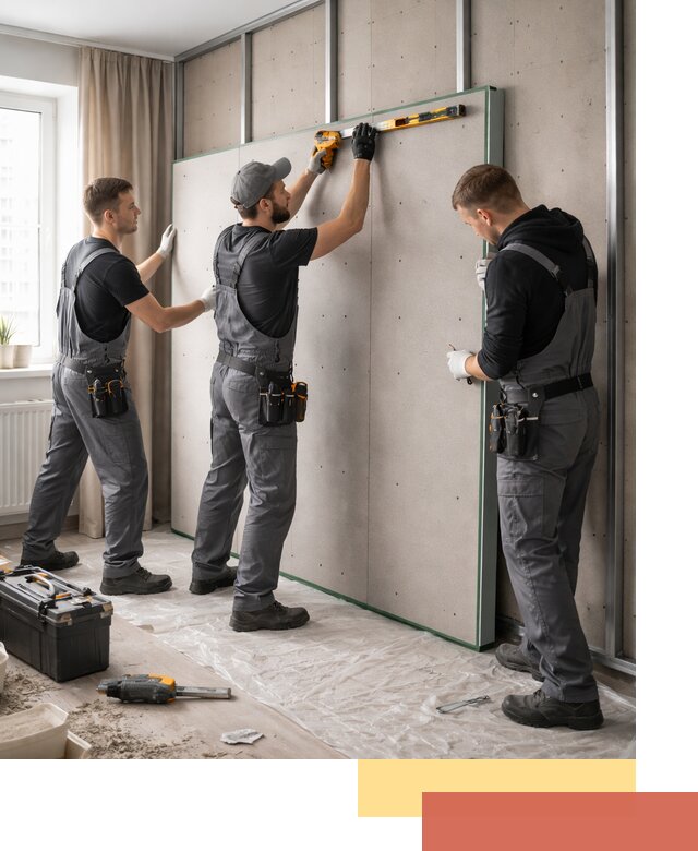 Шумоизоляция стен панелями ЗИПС в Искитиме для жилых и коммерческих помещений