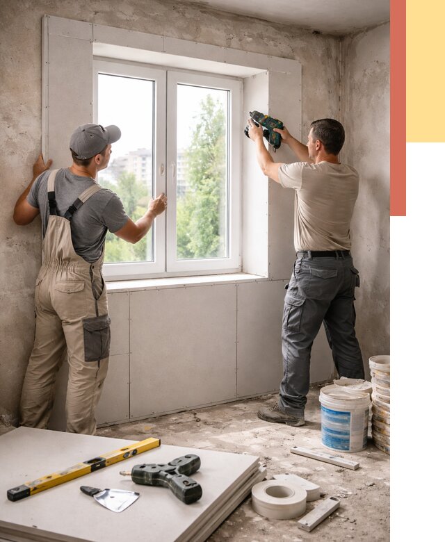 Монтаж откосов из гипсокартона в Искитиме от 4586 руб. под ключ | ОТДЕЛОЧНИК-Скм