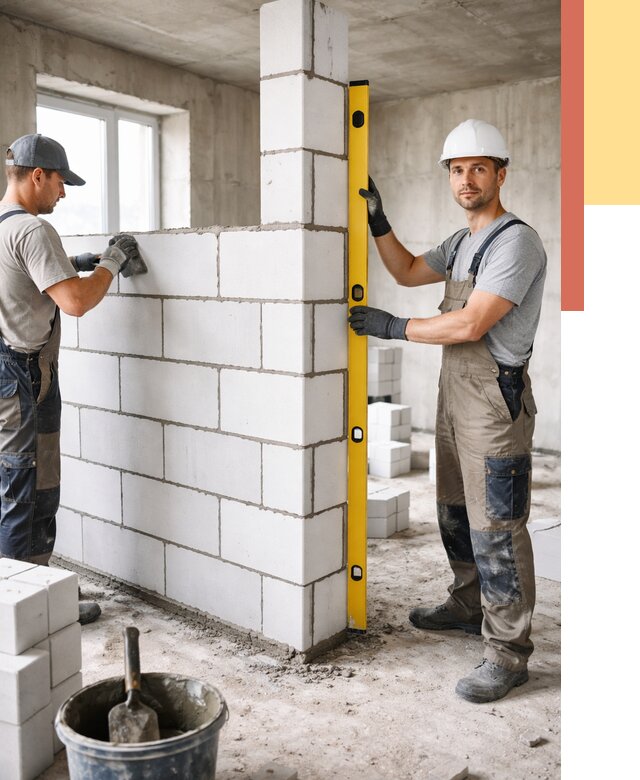 Кладка перегородок из пеноблока в Искитиме от 1835 руб. под ключ | ОТДЕЛОЧНИК-Скм