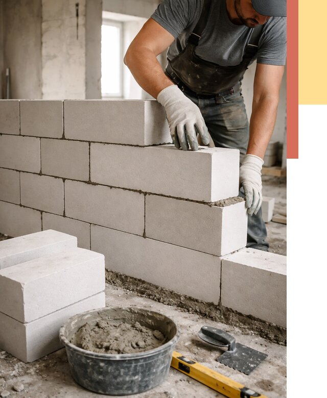 Кладка перегородок из силикатного блока в Искитиме от 4077 руб. под ключ | ОТДЕЛОЧНИК-Скм