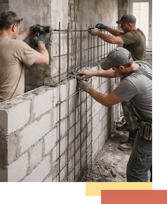 Армирование кладки перегородок в Искитиме профессионально и надёжно