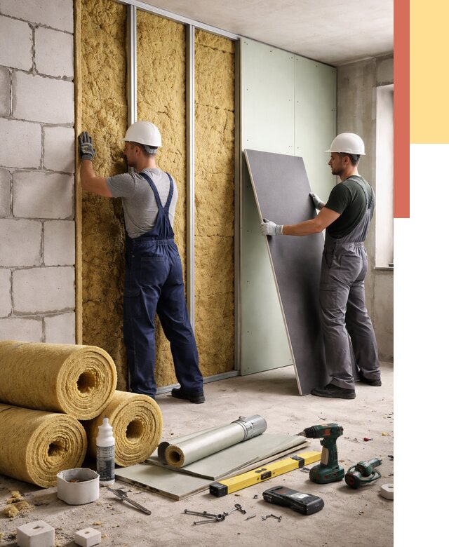 Шумоизоляция перегородок из блоков в Искитиме от 1886 руб./м² — быстро и недорого | ОТДЕЛОЧНИК-Скм