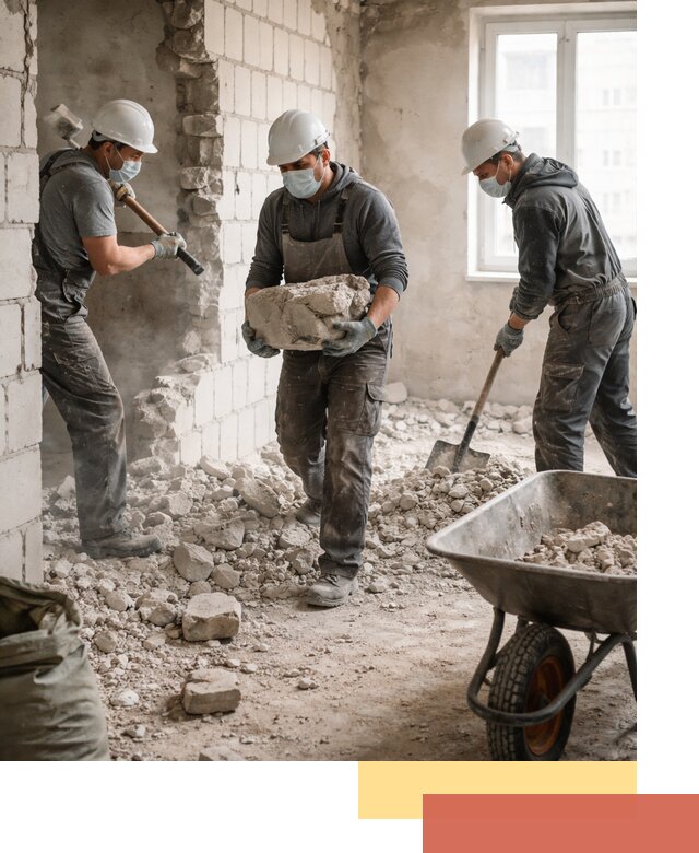 Демонтаж блочных перегородок в Искитиме быстро и аккуратно