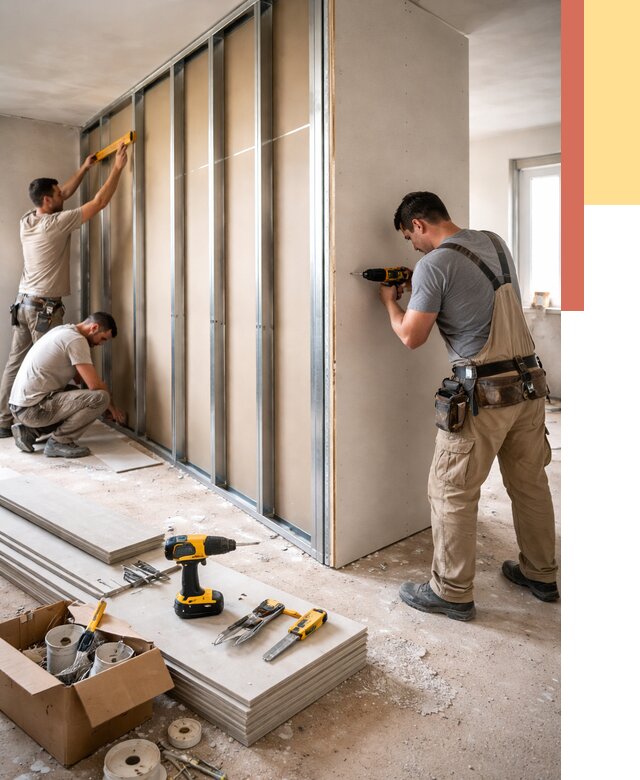 Монтаж однослойной перегородки из гипсокартона в Искитиме от 662 руб. | ОТДЕЛОЧНИК-Скм