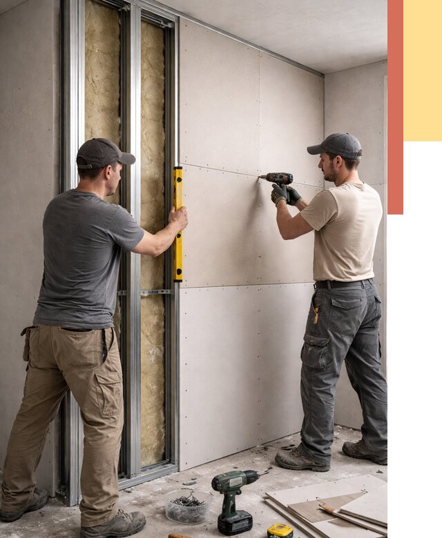 Монтаж двухслойной перегородки из гипсокартона в Искитиме от 1478 руб. | ОТДЕЛОЧНИК-Скм