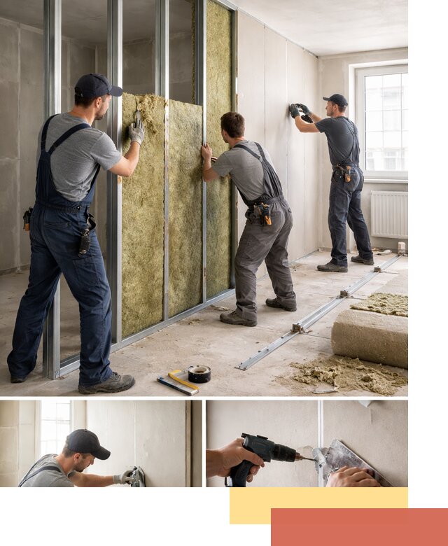 Перегородка из гипсокартона с шумоизоляцией в Искитиме — монтаж под ключ