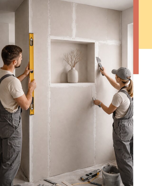 Перегородка из гипсокартона с нишей в Искитиме от 3312 руб. под ключ | ОТДЕЛОЧНИК-Скм