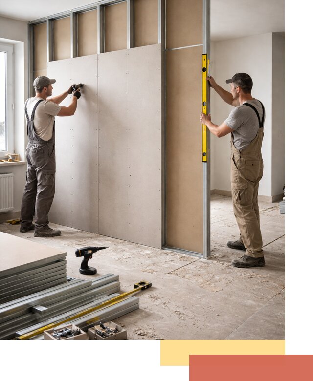 Зонирующая перегородка из гипсокартона под ключ в Искитиме