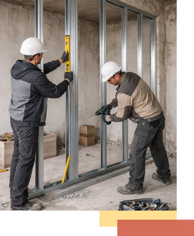 Монтаж каркаса перегородки из профиля в Искитиме