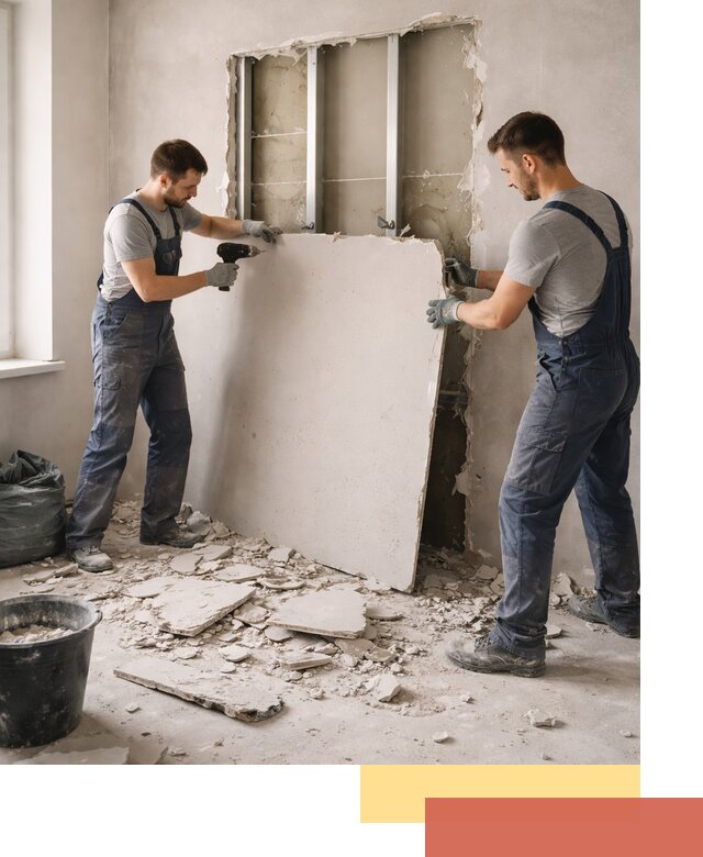 Демонтаж перегородки из гипсокартона в Искитиме быстрый и аккуратный