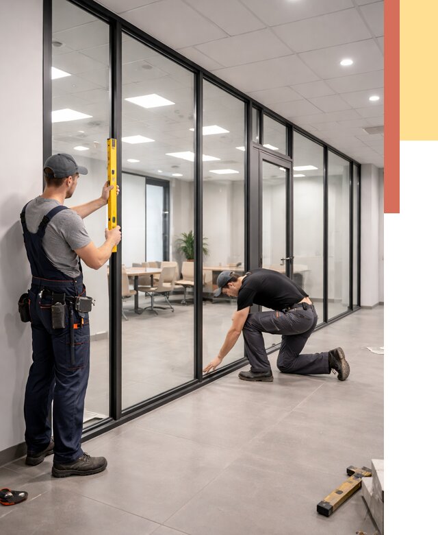 Каркасные стеклянные перегородки в Искитиме под ключ от 9377 руб. | ОТДЕЛОЧНИК-Скм