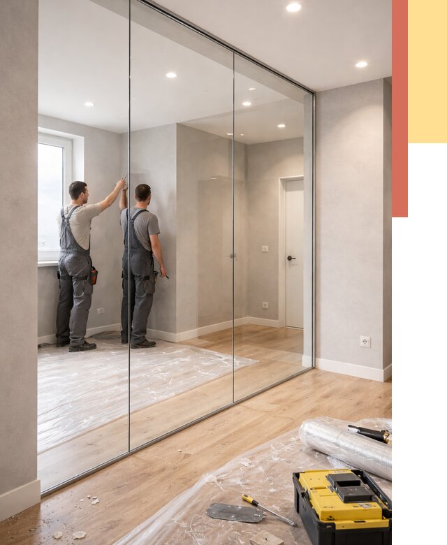 Безрамные стеклянные перегородки в Искитиме — монтаж от 9682 руб. | ОТДЕЛОЧНИК-Скм