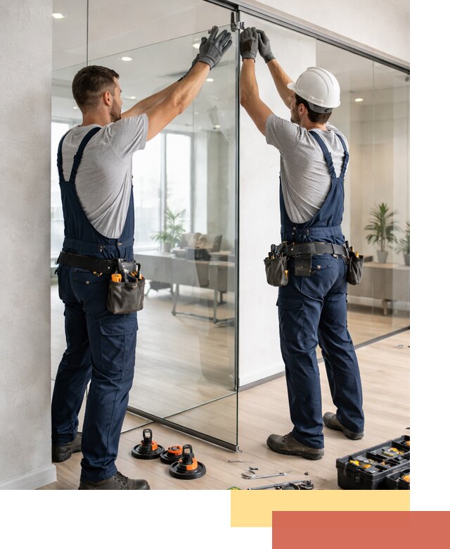 Безрамные стеклянные перегородки под ключ в Искитиме