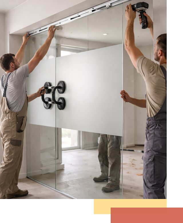 Матовые стеклянные перегородки под ключ в Искитиме