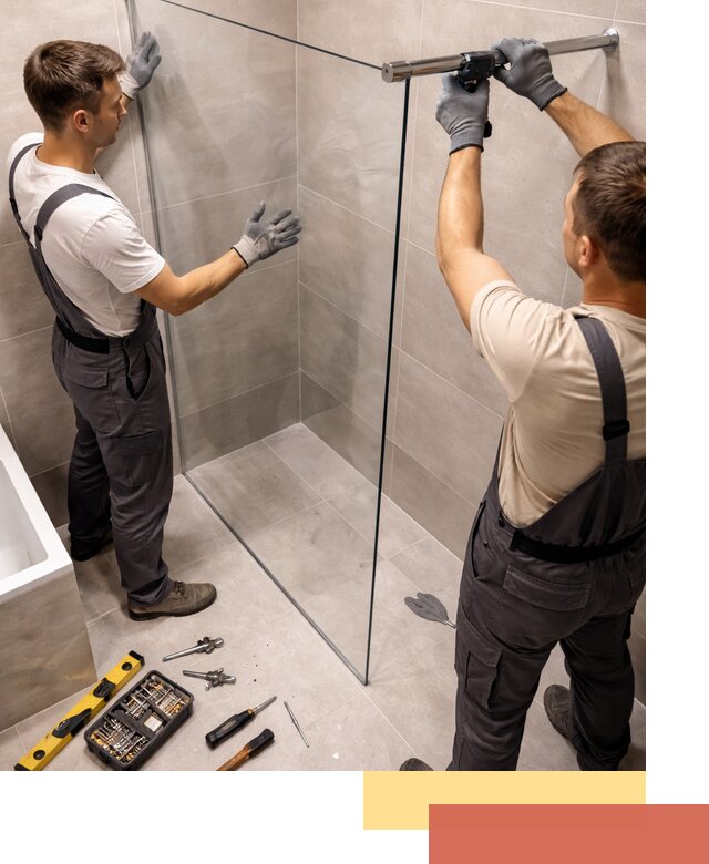 Стеклянные перегородки для душа в Искитиме — изготовление и монтаж