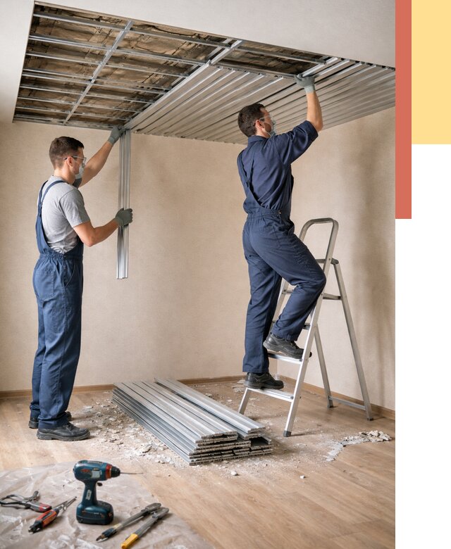 Демонтаж реечного потолка в Искитиме от 4586 руб. быстро и недорого | ОТДЕЛОЧНИК-Скм