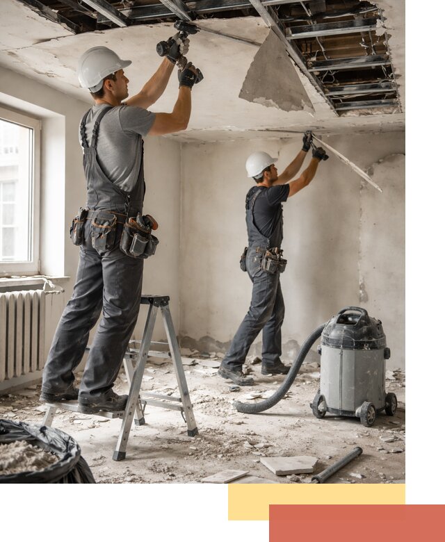 Демонтаж гипсокартонного потолка в Искитиме быстро и аккуратно