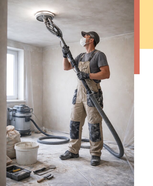 Шлифовка потолка в Искитиме от 3567 руб. — услуги шлифования потолка | ОТДЕЛОЧНИК-Скм