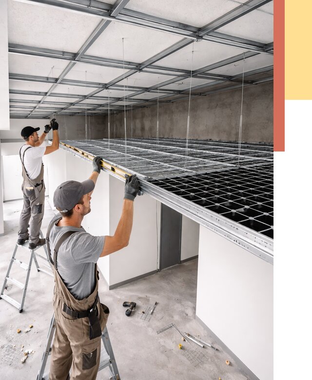 Монтаж потолка грильято в Искитиме от 459 руб./м² — быстрая сборка под ключ | ОТДЕЛОЧНИК-Скм