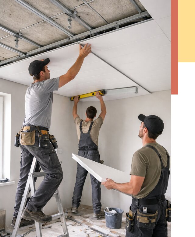 Монтаж потолка из ПВХ панелей в Искитиме от 3567 руб./м2 — быстро и недорого | ОТДЕЛОЧНИК-Скм